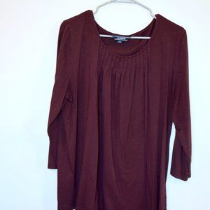Pleated Top in Eggplant with 3/4 sleeve
